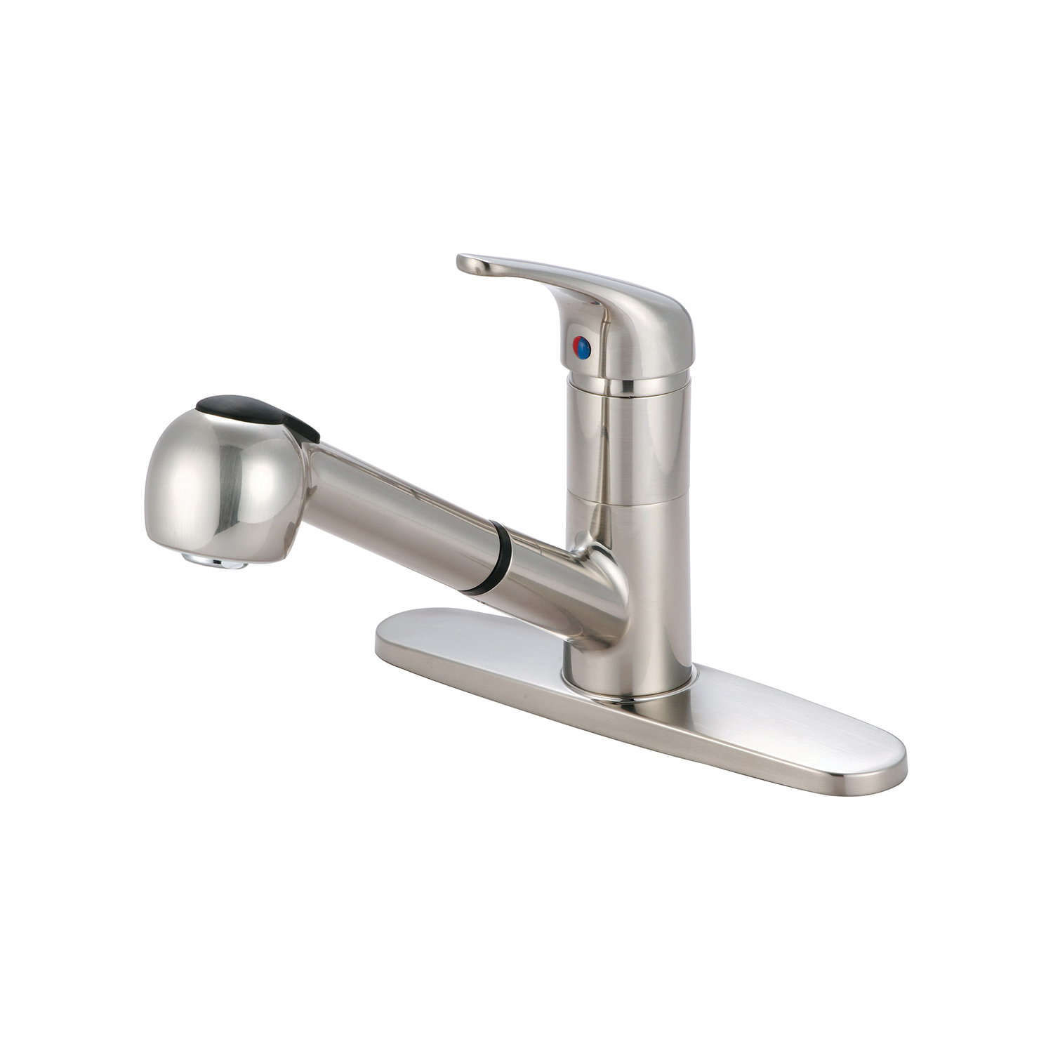 OLYMPIA K-5030-BN Kitchen Faucet, Elite, 1.8 gpm Flow Rate, 180 deg Swivel Spout, PVD Brushed Nickel, 1 Handles, 1/3 Faucet Holes