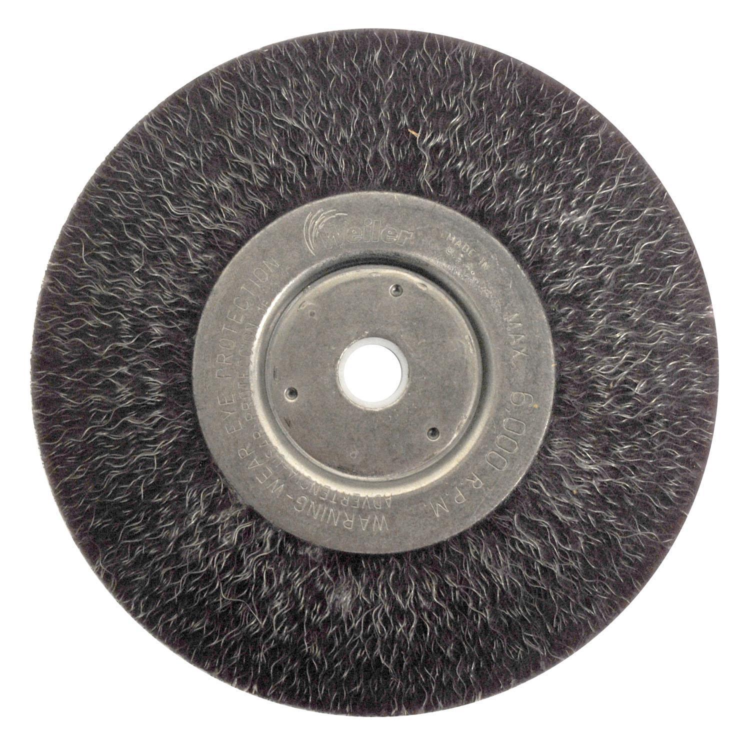 Polyflex&reg; 35233 Circular Flared Stem Mount Encapsulated End Brush, 2 in Dia Brush, Crimped, 0.0104 in Dia Filament/Wire, Steel Fill