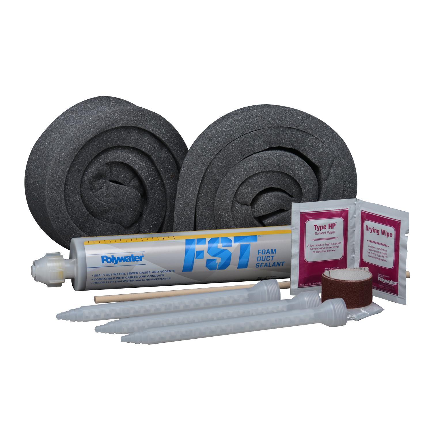 Polywater&reg; FST&trade; FST-250KIT Foam Duct Sealant Kit, 8.5 oz Tube, Liquid Form, Brown Liquid/Tan Foam, 1.22 at 25 deg C
