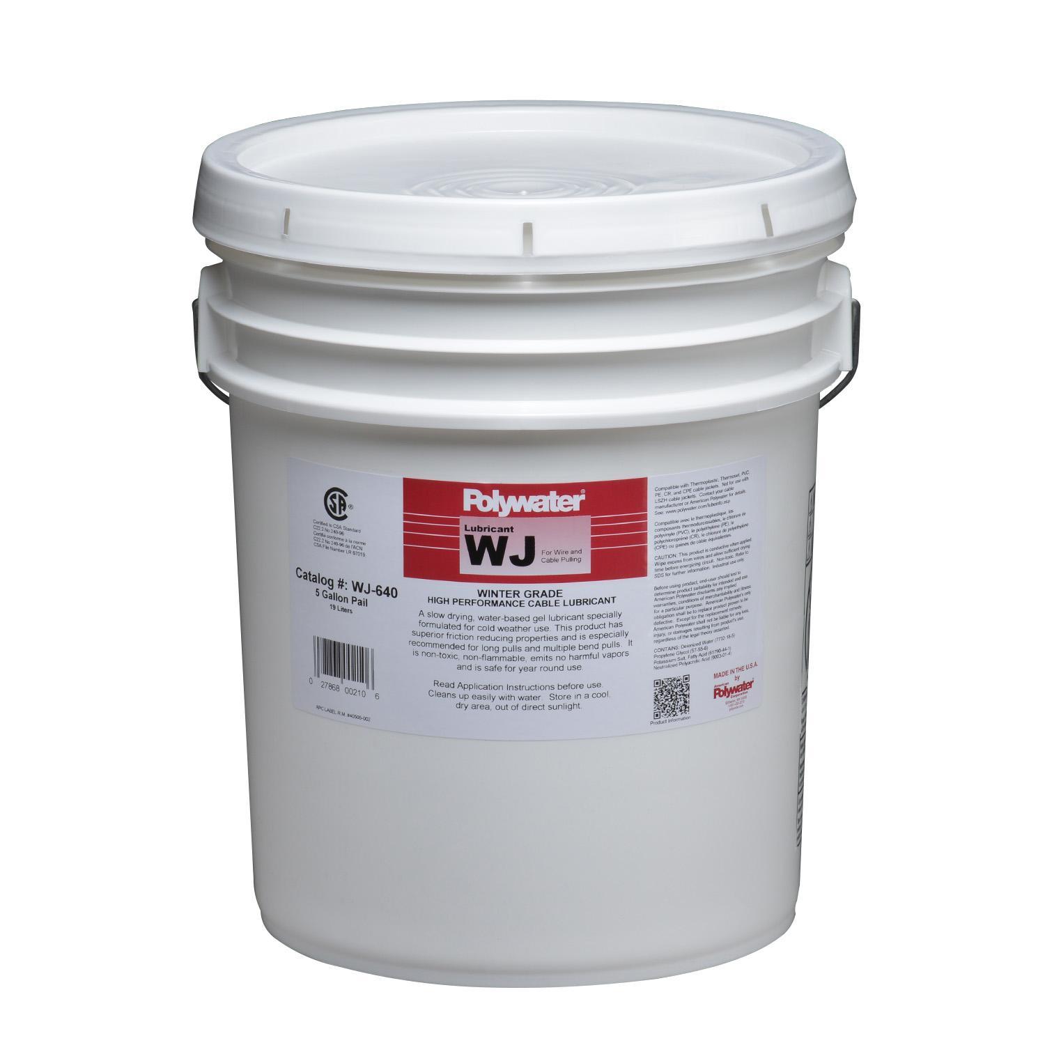 Polywater&reg; Polywater&reg; WJ WJ-640 Type WJ Cable Pulling Lubricant, 5 gal Pail, Stringy Gel Form, Cream, 1.01