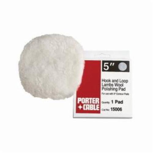 Porter-Cable&reg; 15006 Polishing Pad, 5 in Dia, Hook and Loop Attachment, Lambs Wool Pad