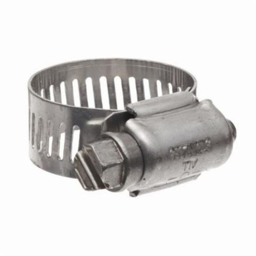 Precision Brand® M6S M-S Miniature Hose Clamp, 5/16 to 7/8 in Clamping, Stainless Steel Band, 300 Stainless Steel Bolt, Plain