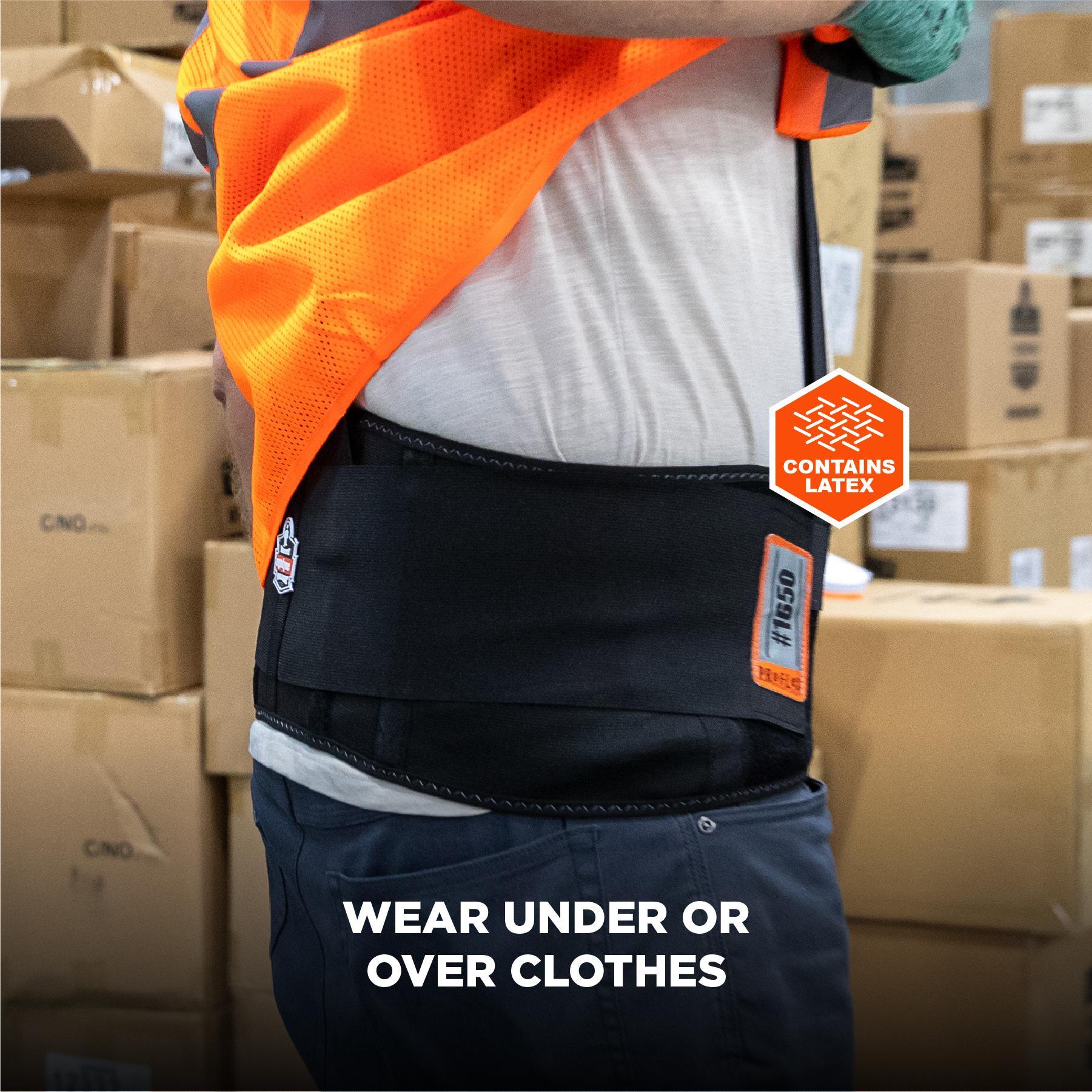 ProFlex&reg; 11098 1650 Economy Back Support Brace With Suspenders, 4XL, 52 to 58 in Fits Waist, 7-1/2 in W, Elastic/Rubber Webbing, Black, Hook and Loop Closure