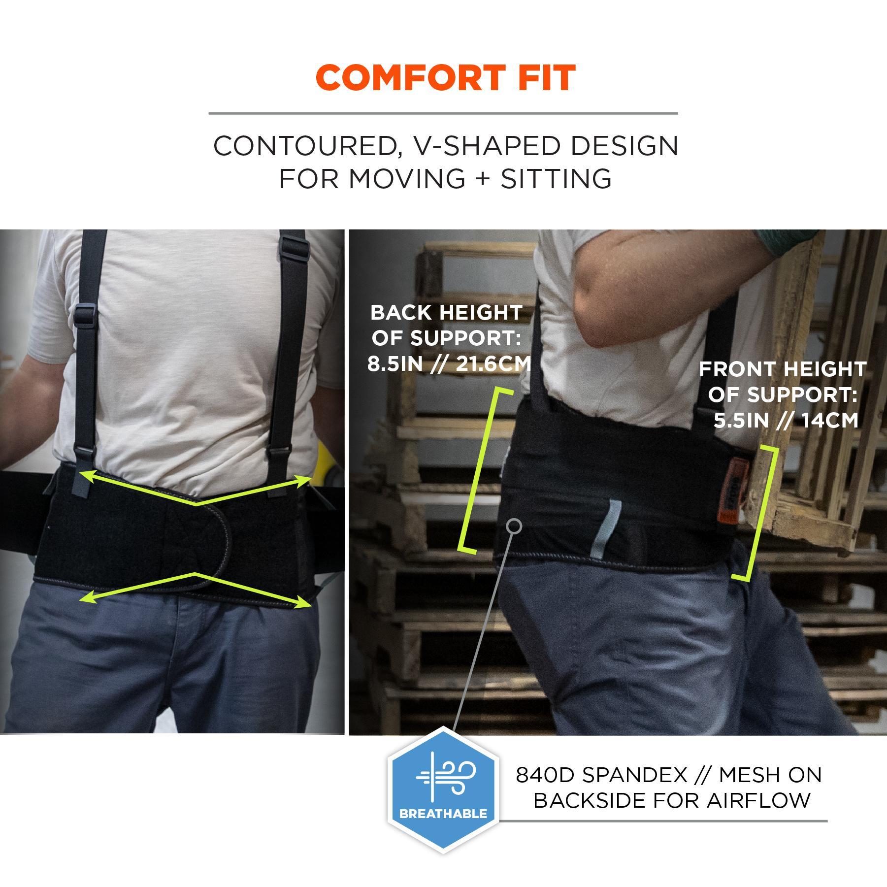 ProFlex&reg; 11288 2000SF High Performance Back Support Brace With Suspenders, 4XL, 52 to 58 in Fits Waist, 8-1/2 in W, 840D Spandex&reg;, Black, Hook and Loop Closure