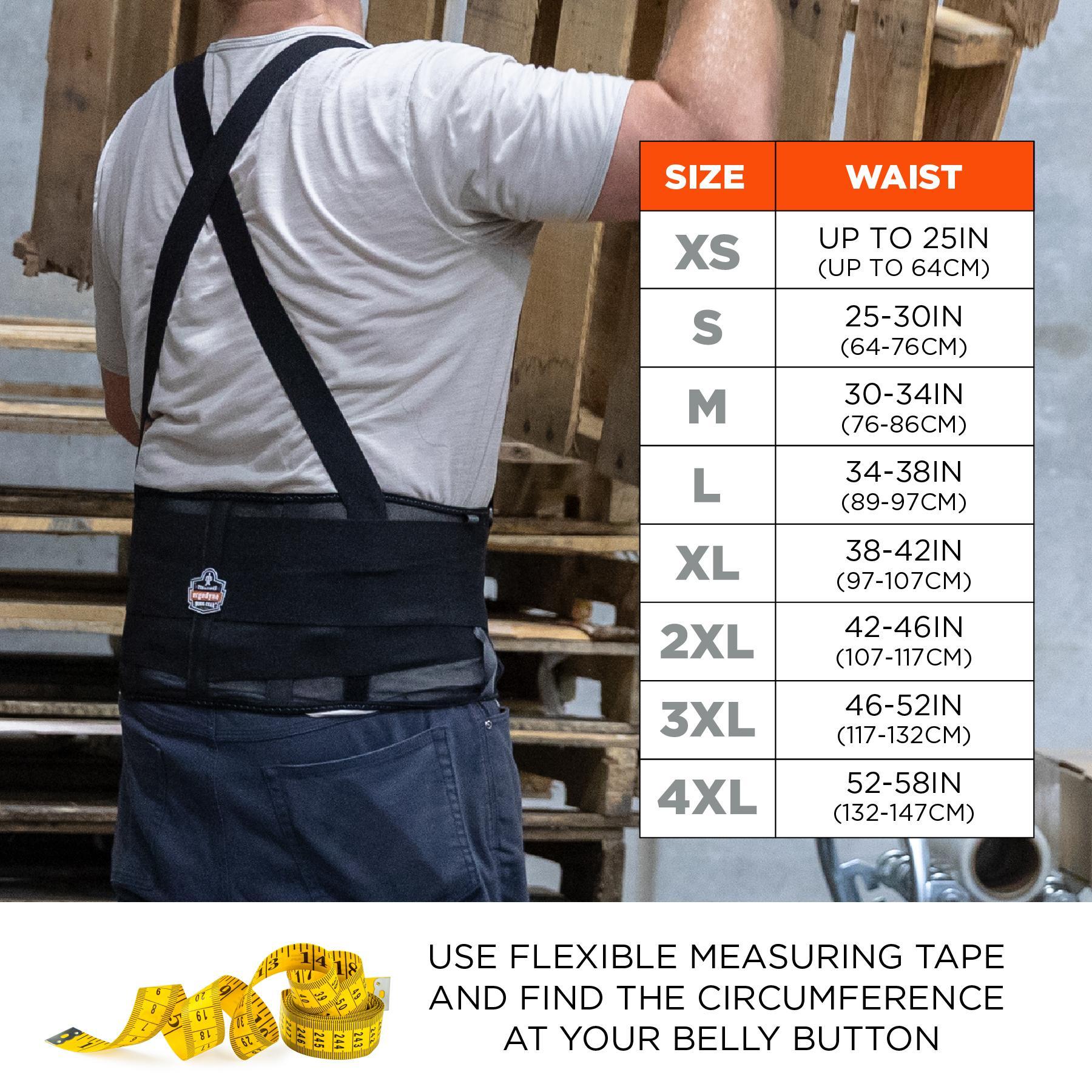 ProFlex&reg; 11607 1100SF Standard Back Support Brace With Suspenders, 3XL, 46 to 52 in Fits Waist, 8 in W, 280D Spandex&reg;, Black, Hook and Loop Closure
