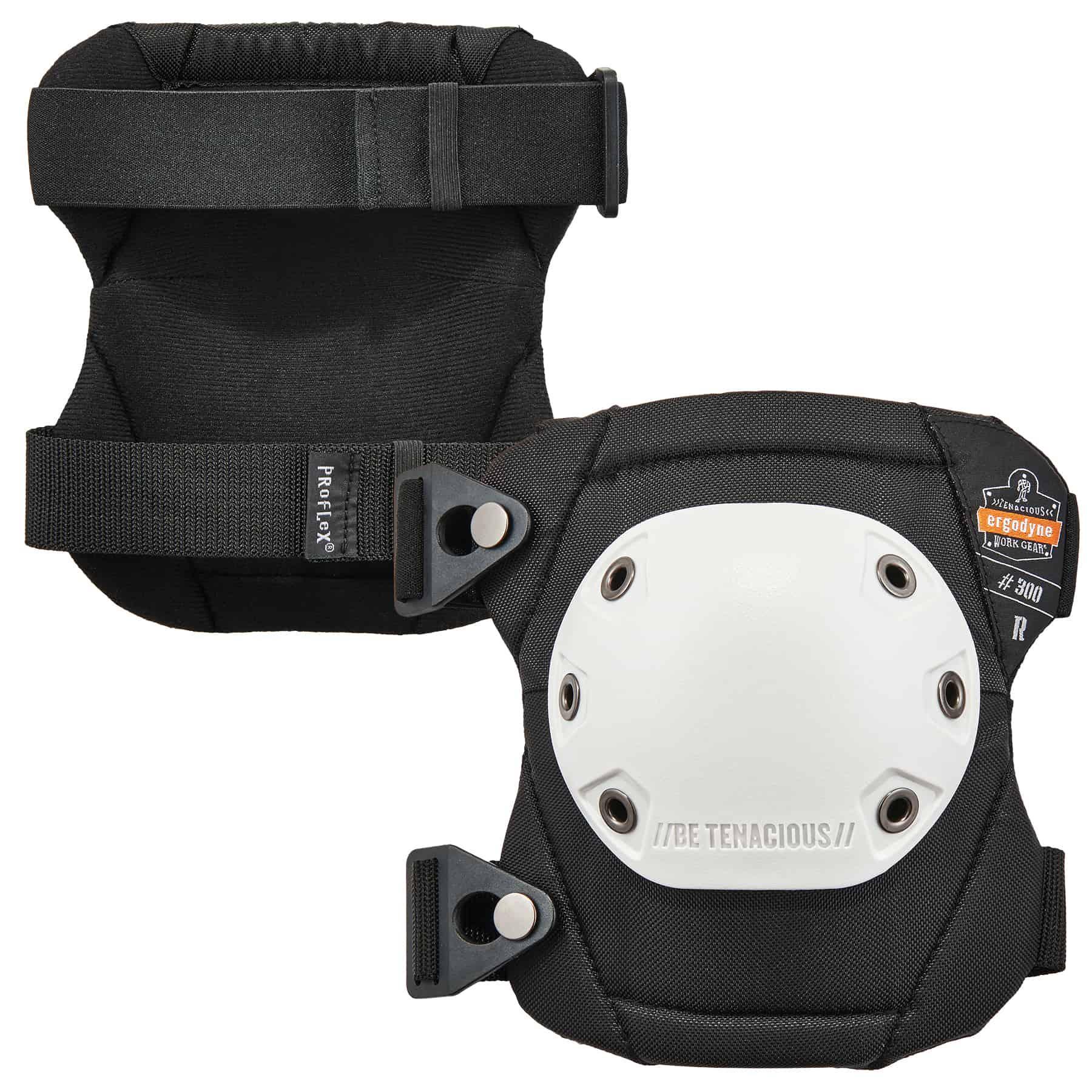 product ProFlex® 18315 Long Textured Cap Knee Pads, NBR Foam Pad, Buckle Closure, White