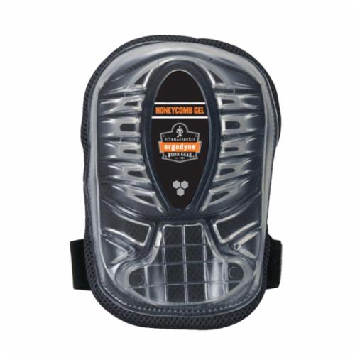 Bouton&reg; 291-130 Knee Pad Flat Cap Gel Knee Pad, PVC Cap, EVA Pad, Hook and Loop Closure, Black/Clear