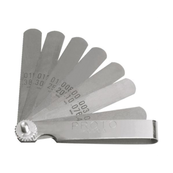 product Proto® J000TL Long Blade Feeler Gauge Set, 1/2 x 12 in Blade, 25 Pieces, Steel Holder