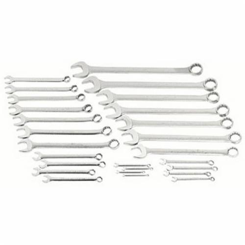 product Proto&reg; JSCV-20S Fractional Anti-Slip Ratcheting Reversible Spline Combination Wrench Set, Imperial, 20 Pieces, 7/32 to 1-1/2 in, Polished Chrome/Black