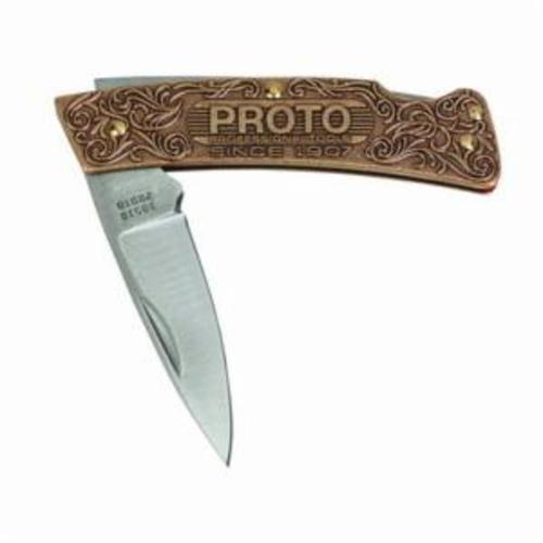 product Proto® J18545B Folding Lockback Pocket Knife, 3-3/4 in L Blade, 400 Grade/Clip Point Stainless Steel Blade, Straight Edge