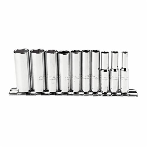 product Proto® TorquePlus™ J47104 Socket Set, ASME B107.1, 12 Points, 1/4 in Drive, 10 Pieces, Included Socket Size: 3/16 to 9/16 in