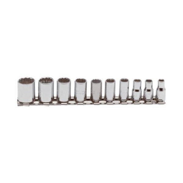 product Proto® TorquePlus™ J47106 Socket Set, ASME B107.1, 6 Points, 1/4 in Drive, 10 Pieces, Included Socket Size: 3/16 to 9/16 in