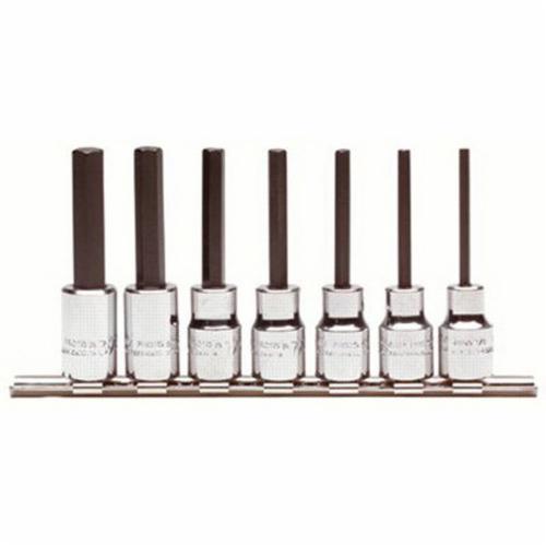 product Proto® J4740C Socket Bit Set, Imperial, 1/4, 3/8 in Drive, T10 to T55 Torx, 10 Pieces, Polished Chrome, ASME Specified
