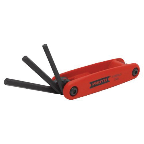 product Proto® J4984 Short Arm Hex Key Set, 9 Pieces, 1.5 to 10 mm Hex, L-Handle Handle, ANSI B18.3.2M, Alloy Steel, Black Oxide