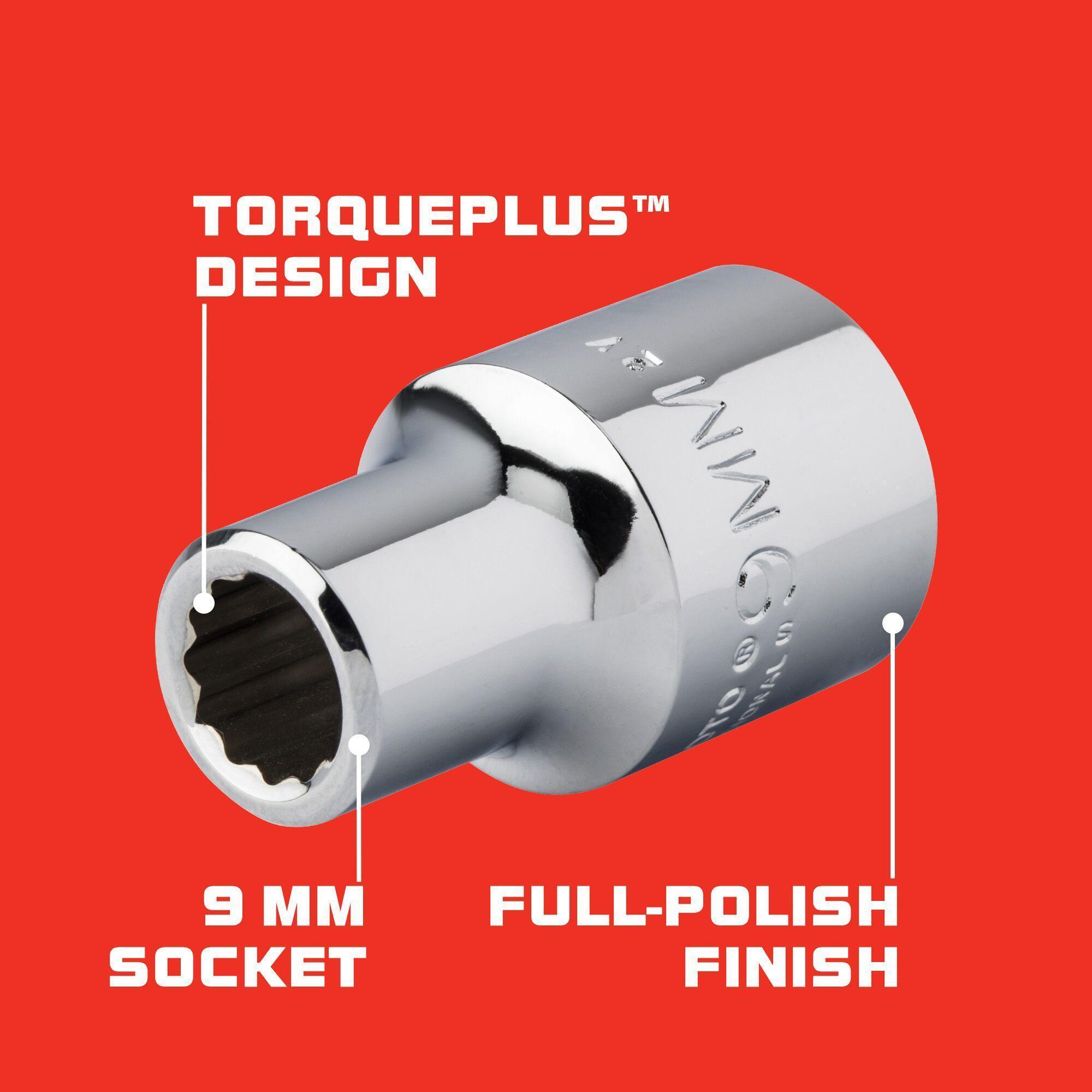 Proto&reg; TorquePlus&trade; J5409M Standard Length Socket, Metric, 1/2 in Square Drive, 9 mm