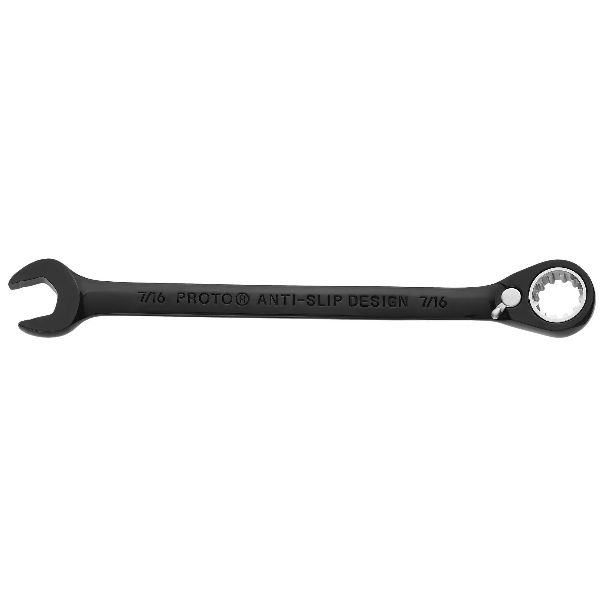 product Proto&reg; TorquePlus&trade; J1222MASD Anti-Slip Design Combination Wrench, Metric, 22 mm, 12 Points, 15 deg Offset, 12 in OAL, Alloy Steel, Satin, ASME B107.100, ANSI B107.9