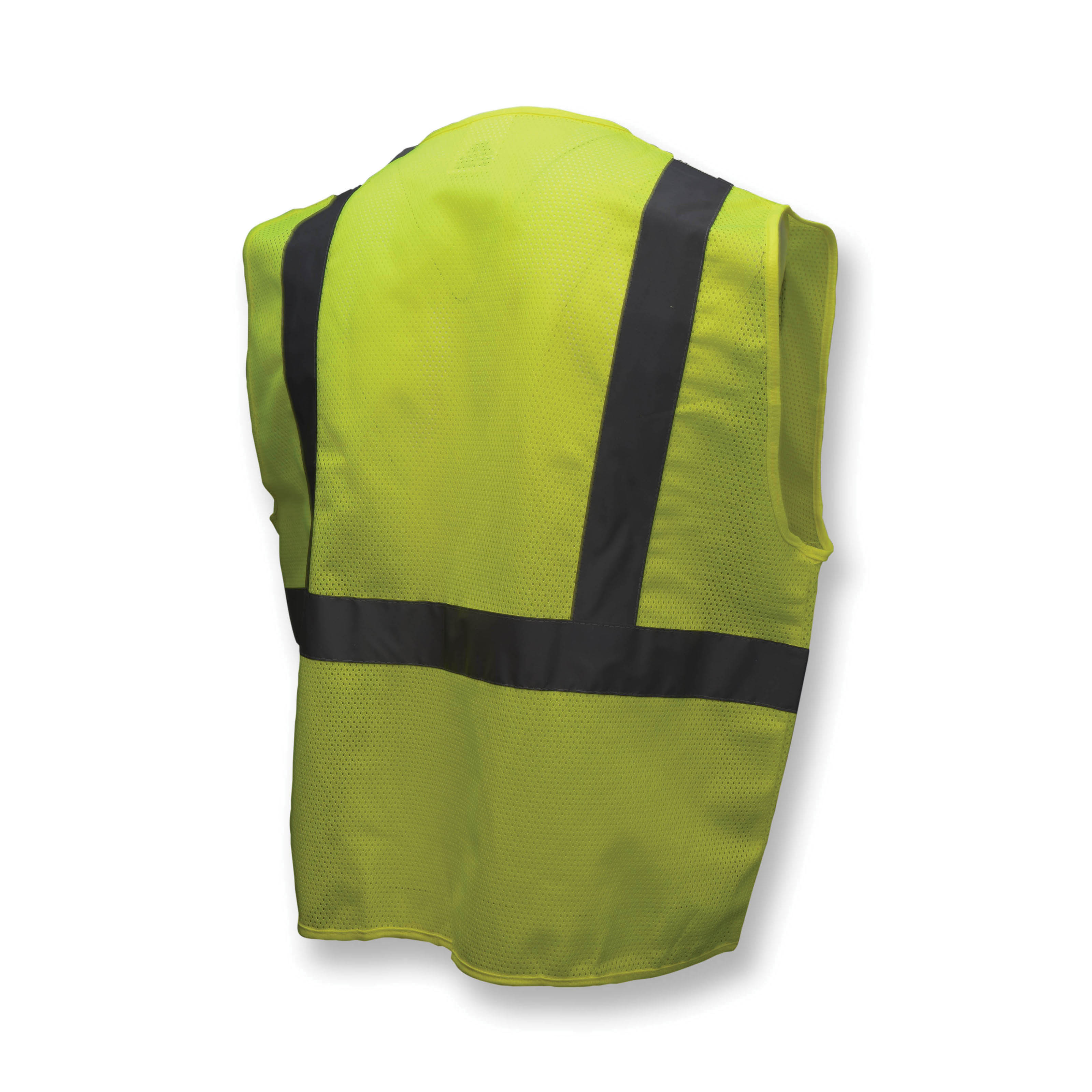 RADWEAR&trade; SV2GMS Economy Safety Vest, S, Hi-Viz Green, Polyester, Hook and Loop Closure, 2 Pockets, ANSI Class: Class 2, ANSI/ISEA 107-2010