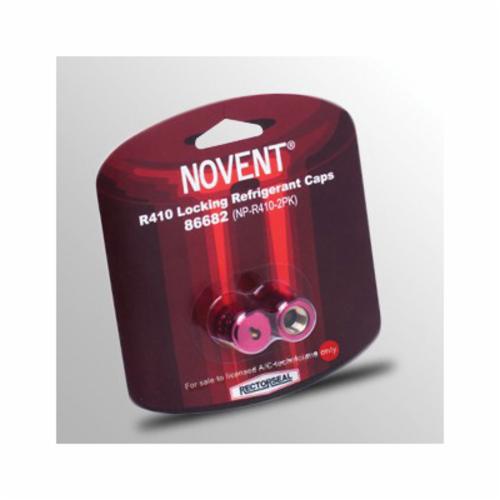 Novent® 86682 Locking Refrigerant Cap, 1/4 in Thread, Aluminum/High Grade Brass, Pink, Import