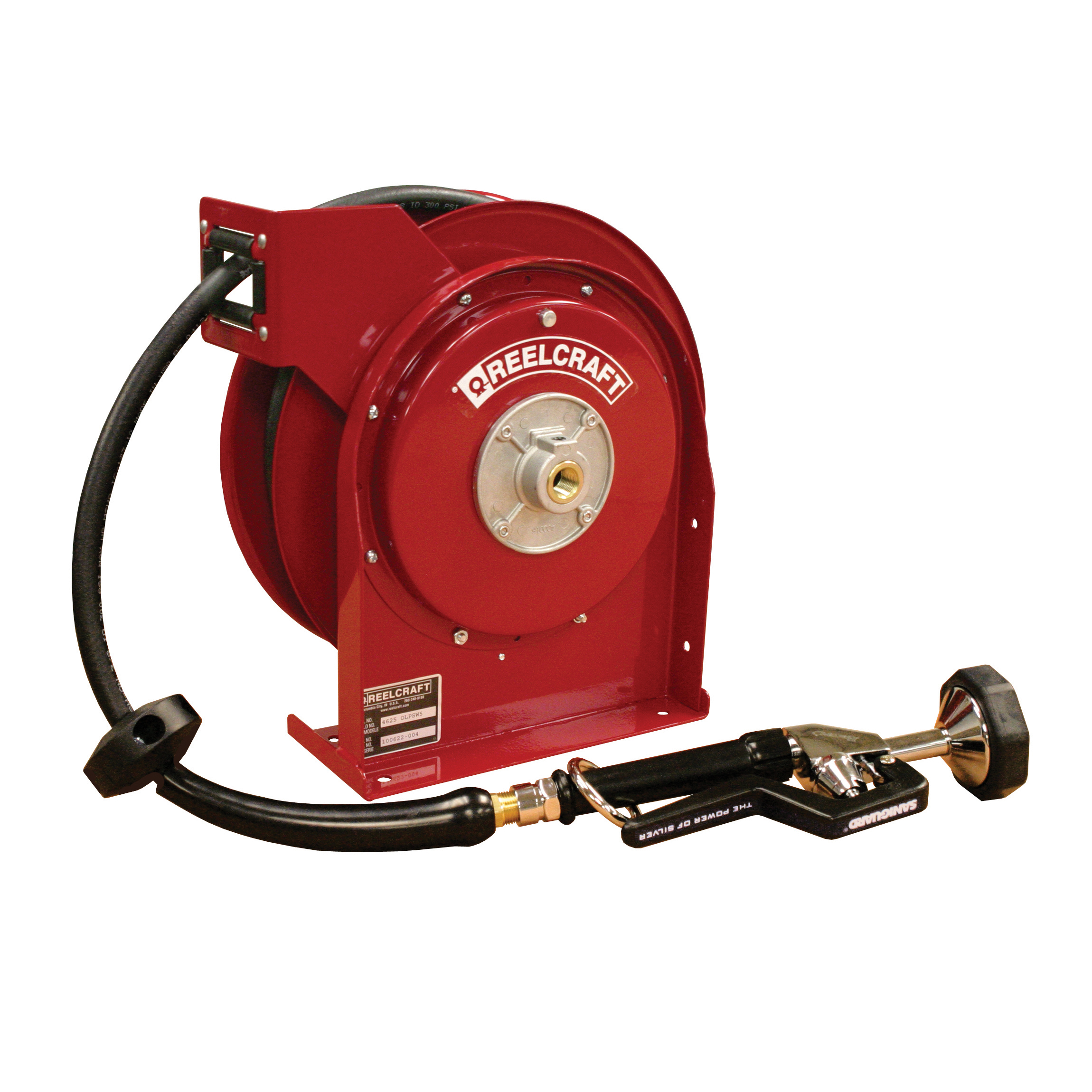 Reelcraft® 4625 OLP 4000 Low Pressure Premium Duty Hose Reel With Hose, 3/8 in ID X 3/5 in OD x 25 ft L Hose, 300 psi Pressure, 12-3/8 in Dia x 2-1/2 in W Reel, Domestic