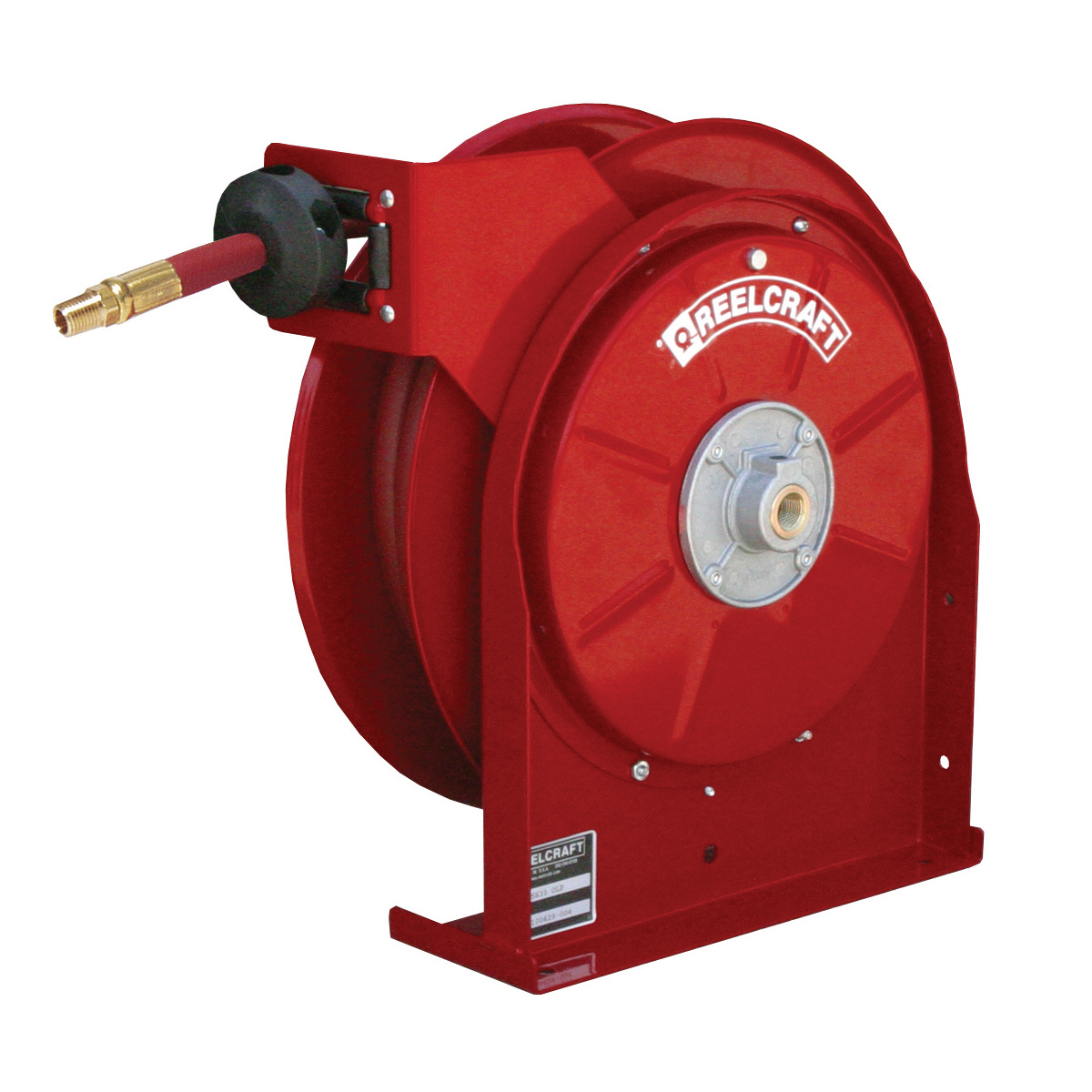 Reelcraft® 4625 OLPSW5 4000 Pre-Rinse Crafted Hose Reel With Hose, 3/8 in ID x 16/25 in OD x 25 ft L Hose, 250 psi Pressure, 12-3/8 in Dia x 2-1/2 in W Reel, Domestic