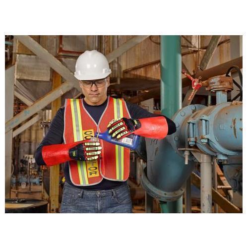 Ringers&reg; 074-08 074 R-Chem&reg; Industrial Grade Chemical-Resistant Gloves, S, Left/Right Hand, TPR, Hi-Viz Yellow/Red, Aramid Blend Lining, 14 in L, Resists: 360 deg Cut, Abrasion, Chemical, Impact, Liquid Spray, Oil and Splash, Supported Support