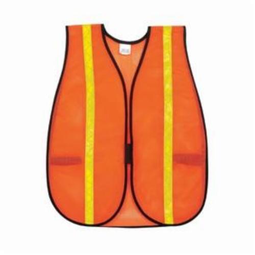 MCR Safety V200 General Purpose Non-ANSI Safety Vest, Universal, Hi-Viz Fluorescent Lime, Polyester Mesh, Elastic Side Strap/Hook and Loop Closure
