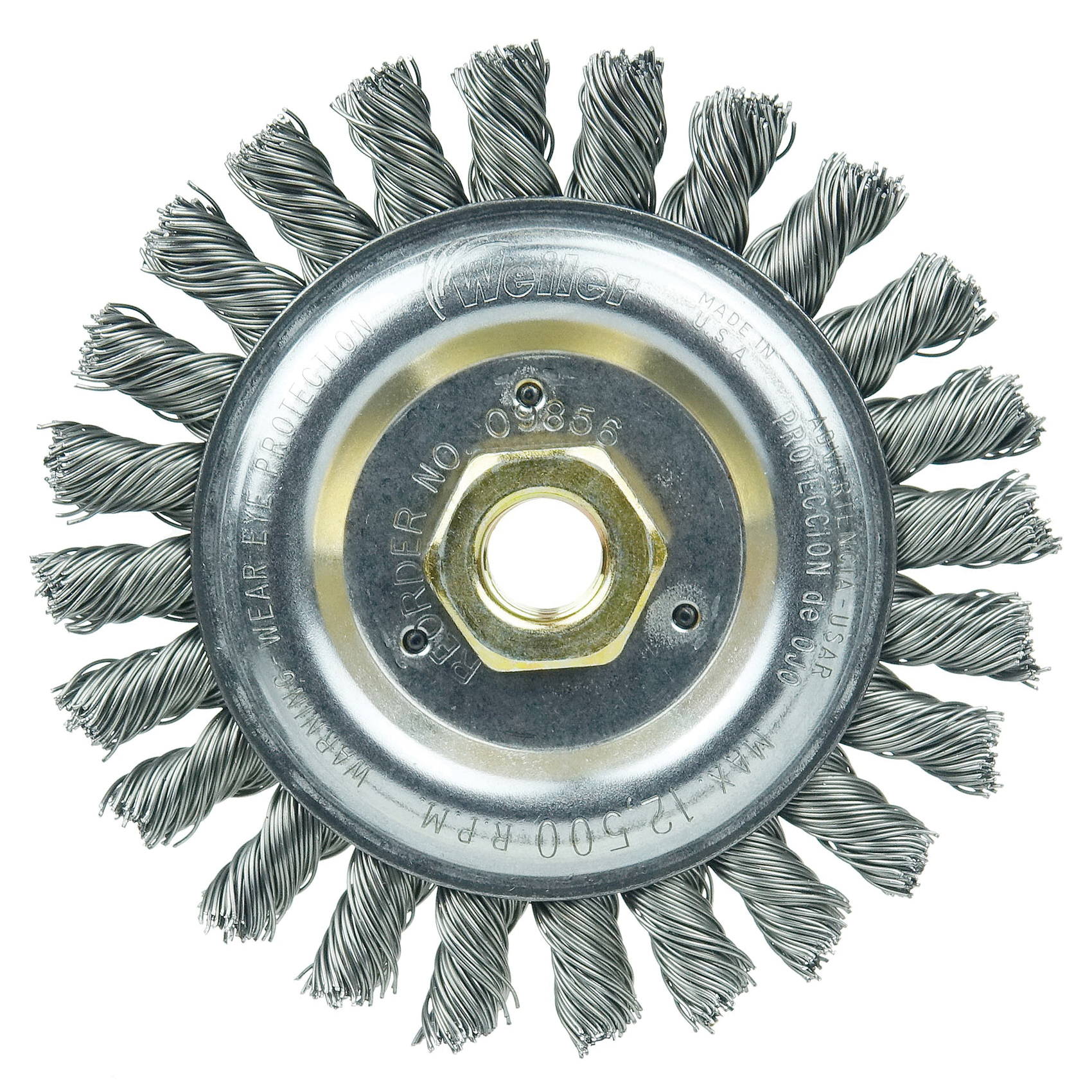 Roughneck® 08766 Narrow Face Root Pass Wheel Brush, 6 in Dia Brush, 3/16 in W Face, 0.02 in Dia Filament/Wire Stringer Bead Knot Filament/Wire, 5/8-11 Arbor Hole