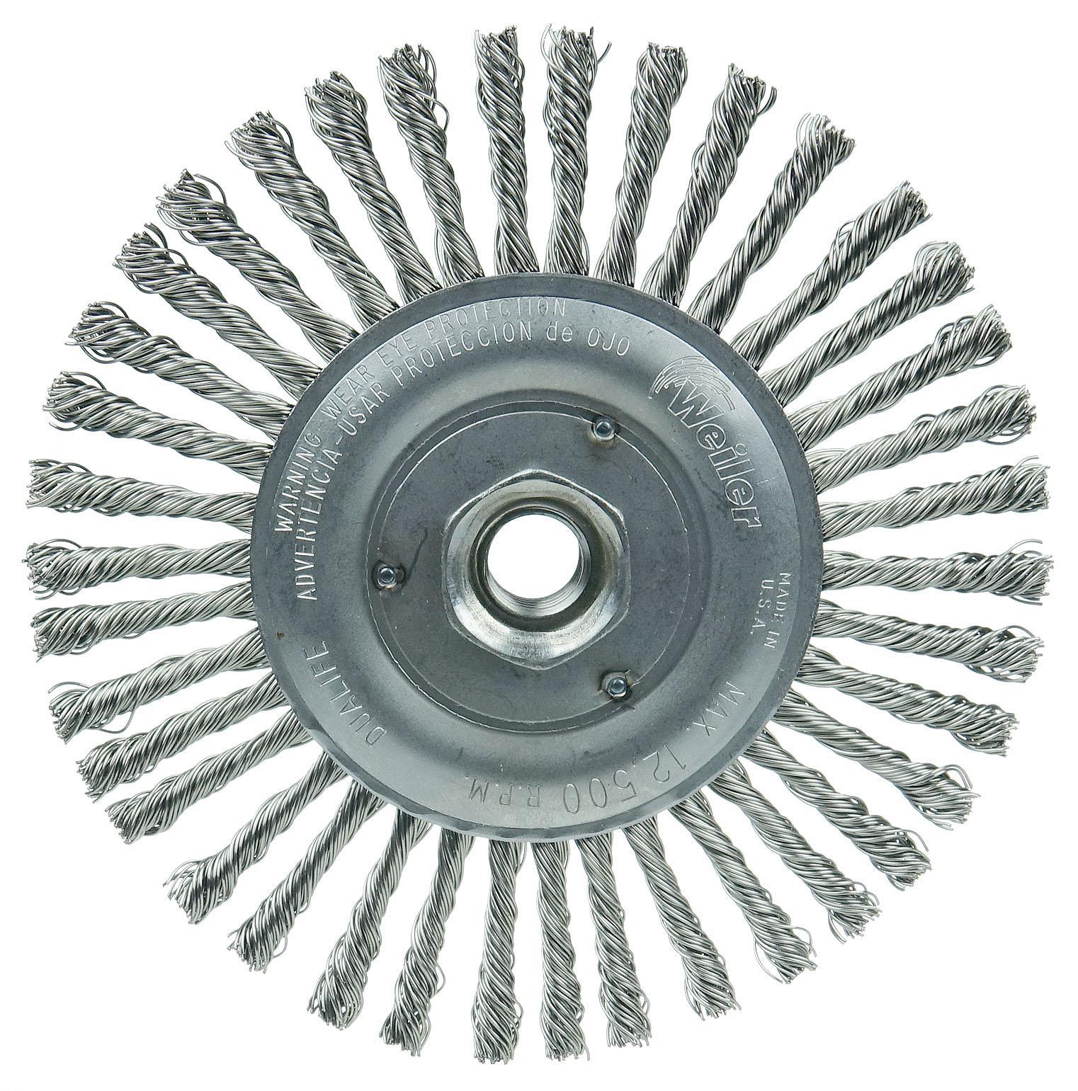 Roughneck&reg; 08766 Narrow Face Root Pass Wheel Brush, 6 in Dia Brush, 3/16 in W Face, 0.02 in Dia Filament/Wire Stringer Bead Knot Filament/Wire, 5/8-11 Arbor Hole