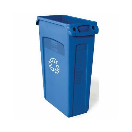 Rubbermaid&reg; BRUTE&reg; FG263273BLUE Recycling Container, 32 gal, 21.916 in Dia x 25.976 in L, Polyethylene, Bottle/Can/Compost/Glass/Paper/Plastic/Trash Recycling, 1 Openings, Blue