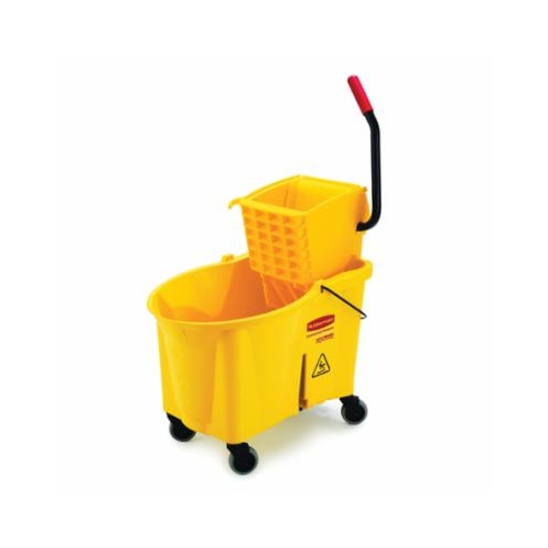 Rubbermaid&reg; WaveBrake&trade; FG757688YEL Down Press Mop Bucket and Wringer System Combination, 40 qt Capacity, 24 in L, Plastic/Steel, Yellow