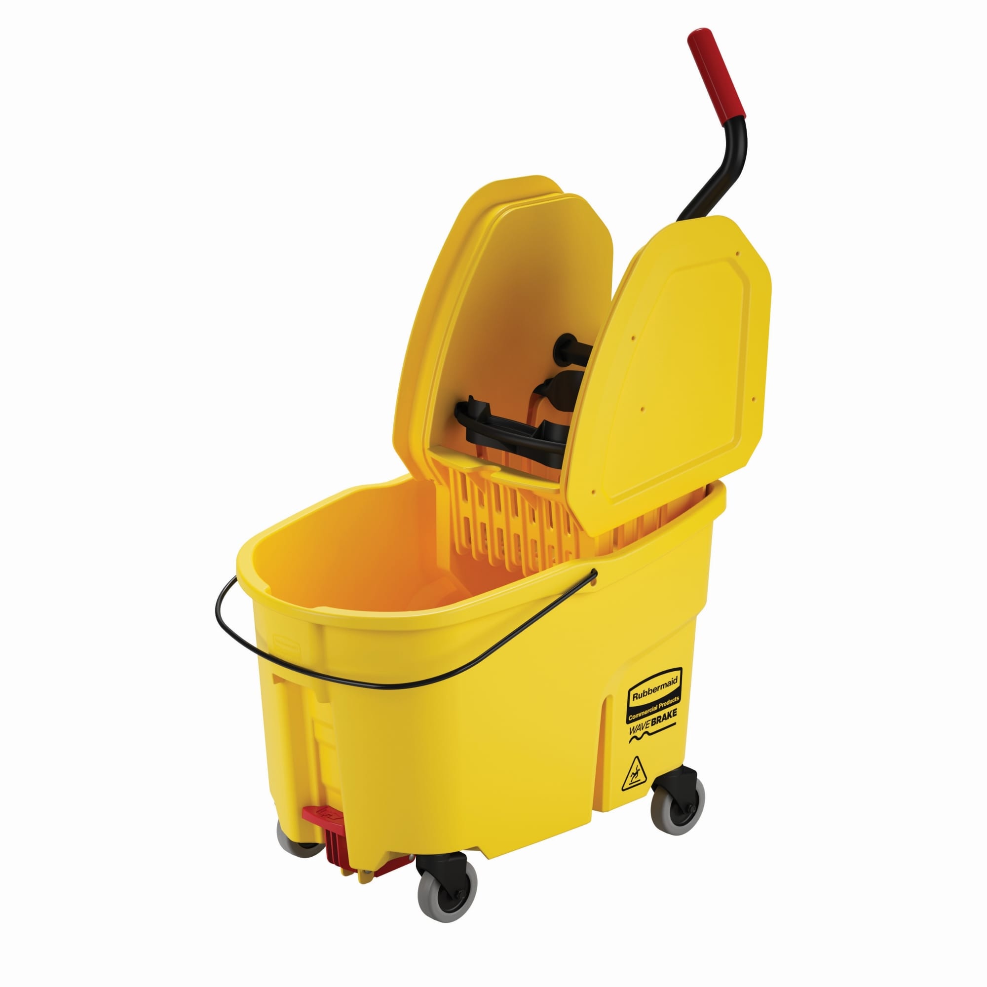 Rubbermaid&reg; WaveBrake&trade; FG758088YEL Side Press Mop Bucket and Wringer System Combination, 35 qt Capacity, 20.1 in L, Plastic/Steel, Yellow