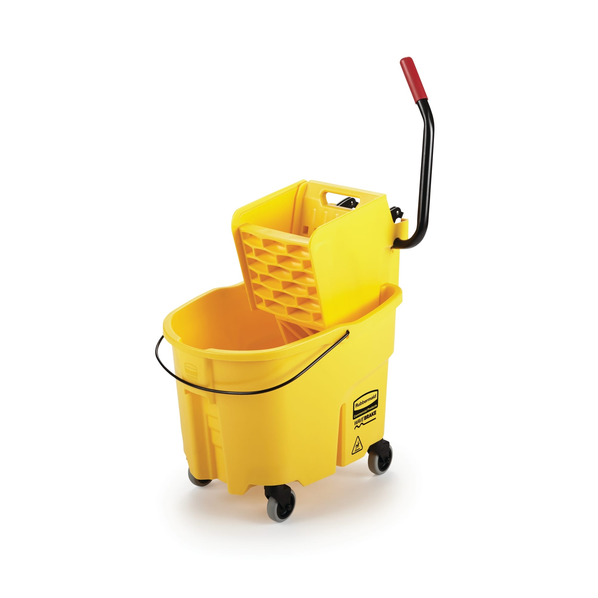 Rubbermaid&reg; WaveBrake&trade; FG618688YEL Side Press Mop Bucket and Wringer System Combination, 40 qt Capacity, 24 in L, Plastic/Steel, Yellow