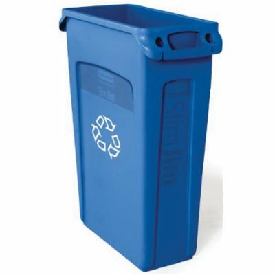 Rubbermaid® FG356973BLUE 3569-73 Sleek Design Recycling Container, 23 gal, 16-1/2 in L, Plastic, Bottle/Can/Paper/Plastic Recycling, 1 Openings, Blue
