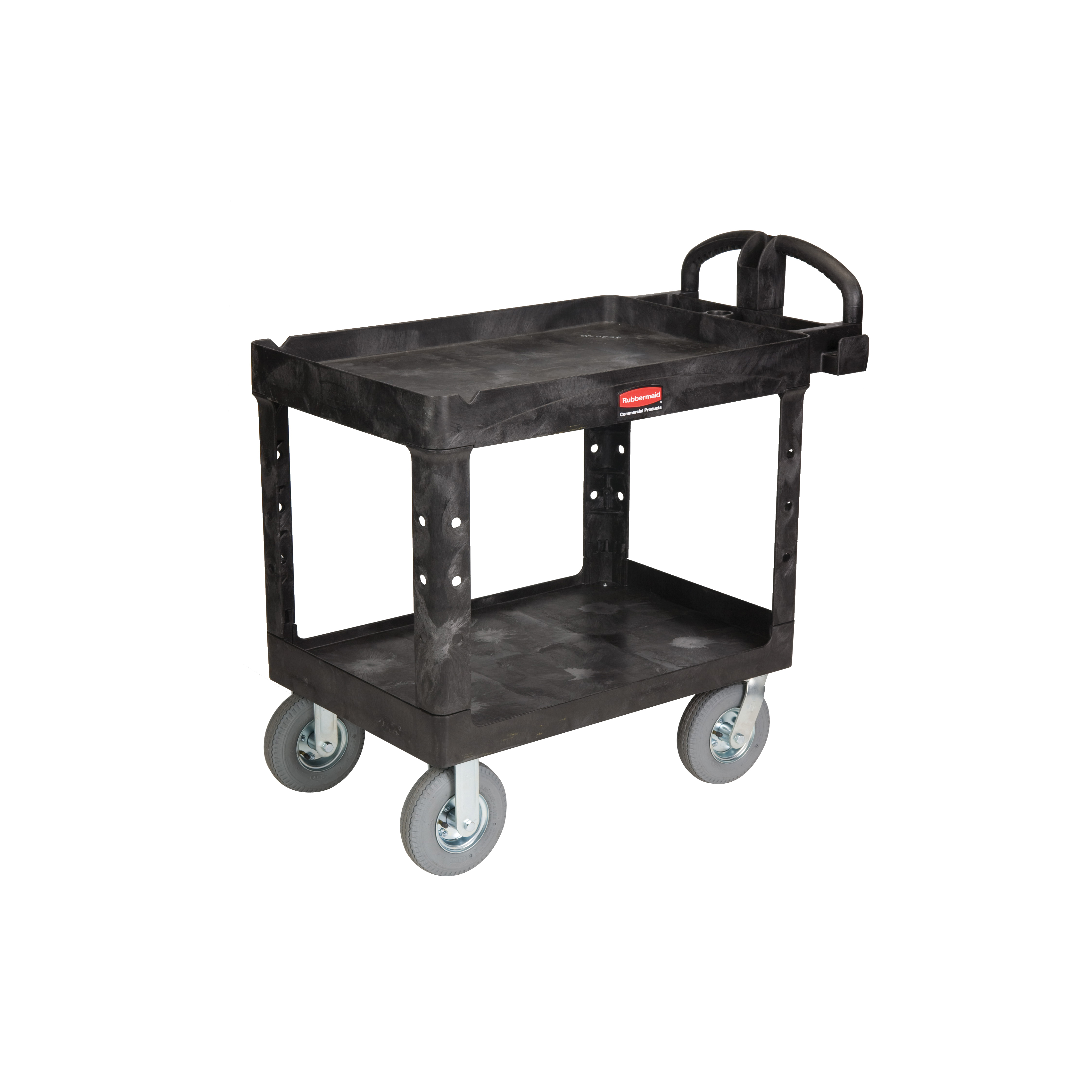 Rubbermaid® FG450088 BLA Heavy Duty Utility Cart With Lipped Shelf, 39 in L x 17-7/8 in W x 33-1/4 in H, 500 lb Load, Black
