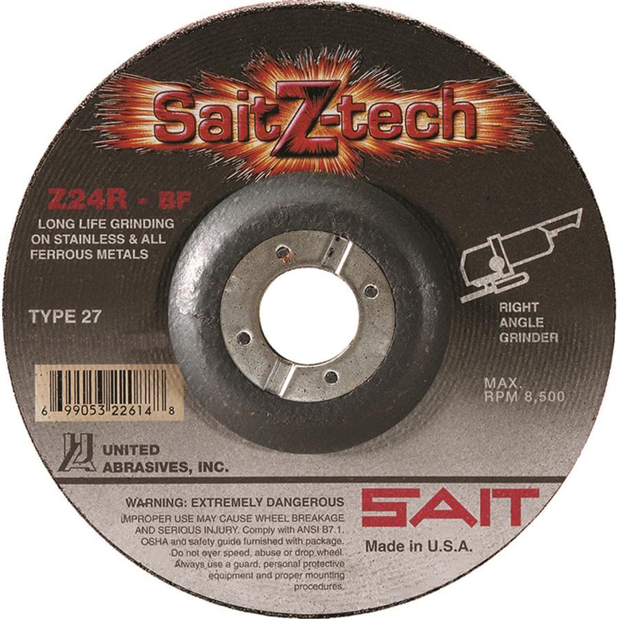 United Abrasives-SAIT Sait Z-Tech™ 22603 High Performance Depressed Center Wheel, 6 in Dia x 1/4 in THK, 7/8 in Center Hole, 24 Grit, Zirconia Abrasive