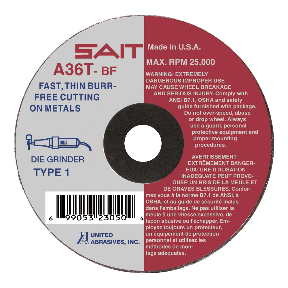 SAIT® 51120 Close Coated General Purpose Abrasive Disc, 4-1/2 in Dia, 7/8 in Center Hole, 120 Grit, 2A Aluminum Oxide Abrasive
