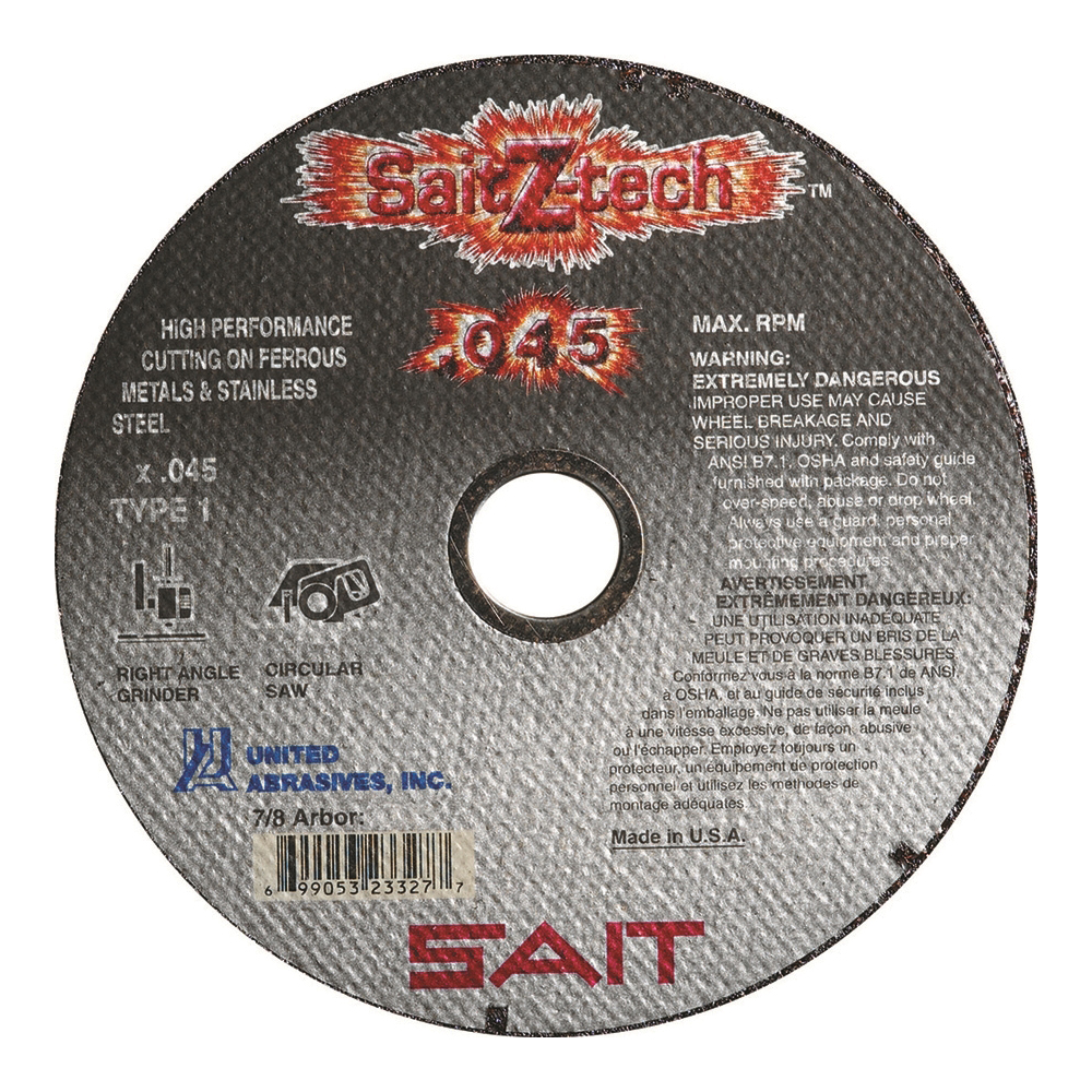 SAIT® 23050 Thin High Speed Cut-Off Wheel, 3 in Dia x 0.035 in THK, 3/8 in Center Hole, A36T Grit, Aluminum Oxide Abrasive