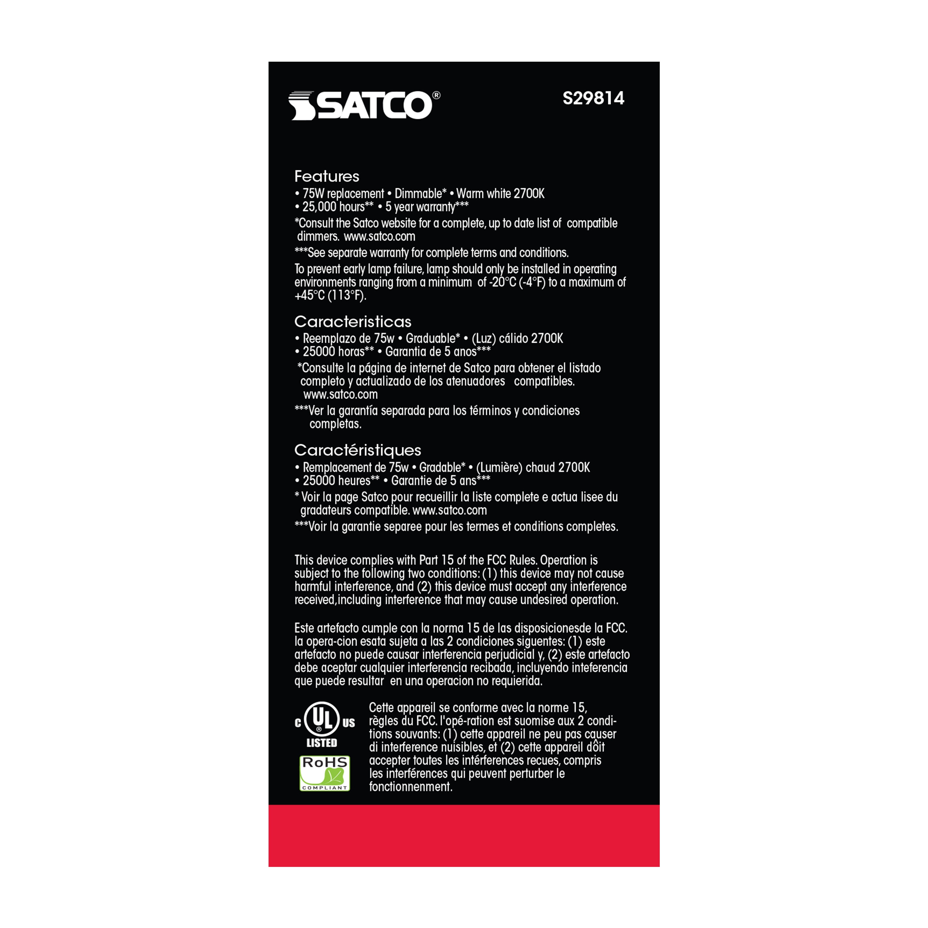 SATCO&reg; S29814 SATCO S29814