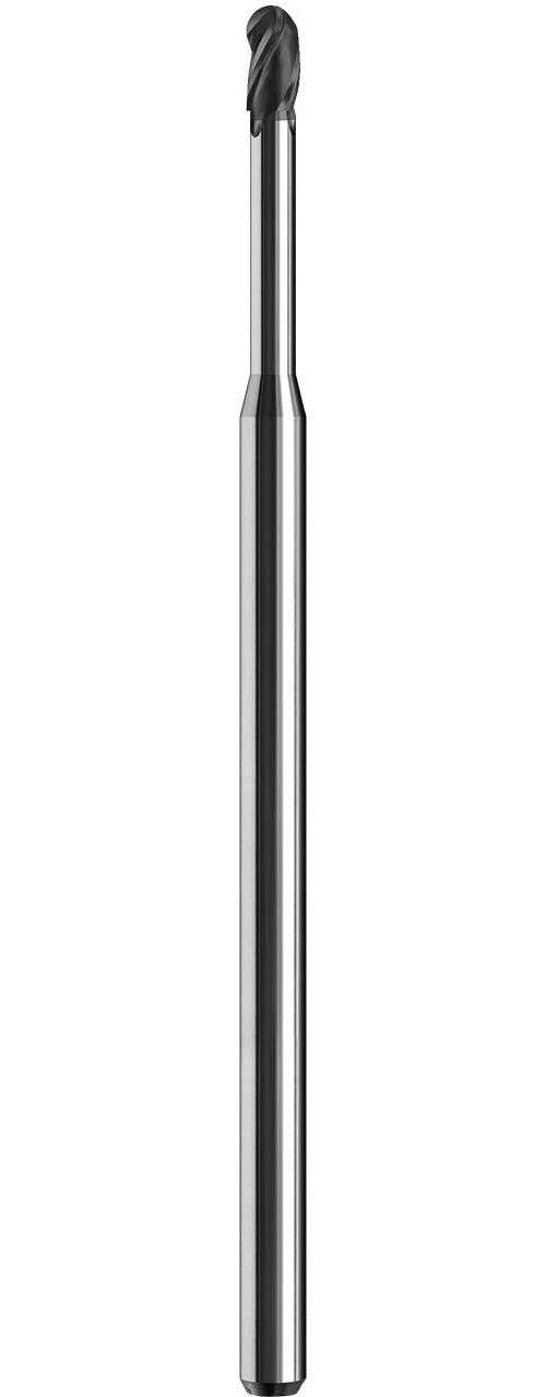 SGS&reg; 09535 M3B Long Reach Length Ball End Mill, 0.08 in Dia Cutter, 0.12 in Length of Cut, 3 Flutes, 1/8 in Dia Shank, 4 in OAL, Uncoated