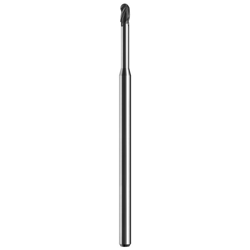 SGS&reg; 03865 Micro M3B Imperial Long Reach Neck Ball Nose End Mill, 0.035 in Dia Cutter, 0.053 in Length of Cut, 3 Flutes, 1/8 in Dia Shank, 2-1/2 in OAL, AlTiN Coated
