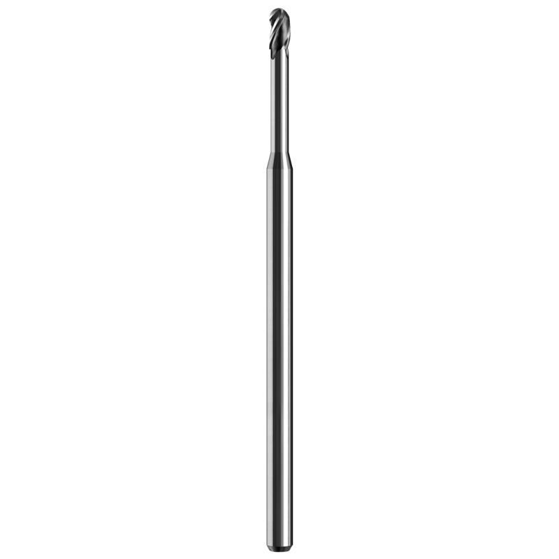 SGS&reg; 09522 M3B Long Reach Length Ball End Mill, 0.075 in Dia Cutter, 0.113 in Length of Cut, 3 Flutes, 1/8 in Dia Shank, 2-1/2 in OAL, Uncoated