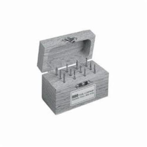 SGS&reg; 18200 Miniature Burr Set, Single Cut, Ball, Conical, Cylindrical, Cylindrical with Radius End, Flame, Inverted Taper, Oval, Taper, Tree with Pointed End and Tree with Radius End Head, 12 Pieces, 1-1/2 in OAL