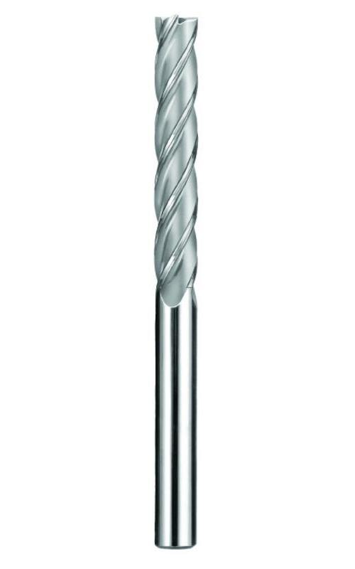 SGS&reg; 33143 E1S Extra Long Length Fractional Square End End Mill, 1/8 in Dia Cutter, 1 in Length of Cut, 4 Flutes, 1/8 in Dia Shank, 3 in OAL, Uncoated