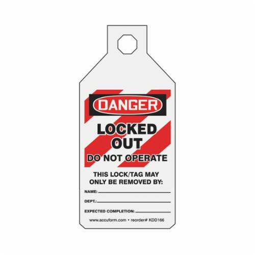 product STOPOUT&reg; KDD164 Tab Tag, 4-1/2 in H x 2-1/8 in W, Red/Black on White, Cardstock/Polyethylene
