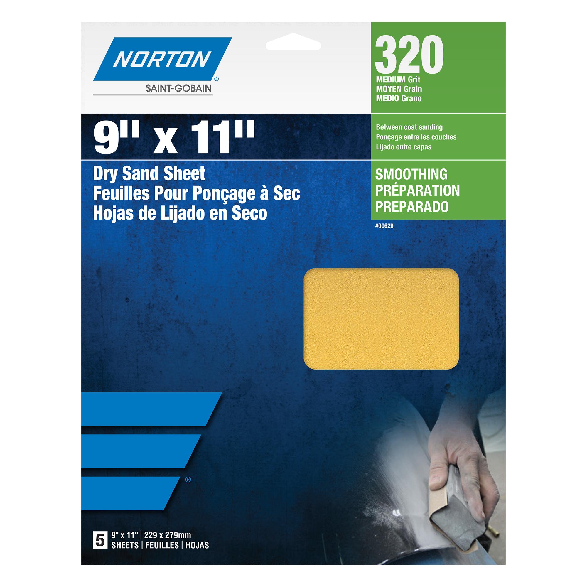 Saint-Gobain 63642597870 A296 Premium Coated Abrasive Sheet, 11 in L x 9 in W, P400 Grit, Extra Fine Grade, Aluminum Oxide Abrasive, Anti-Loading Paper Backing