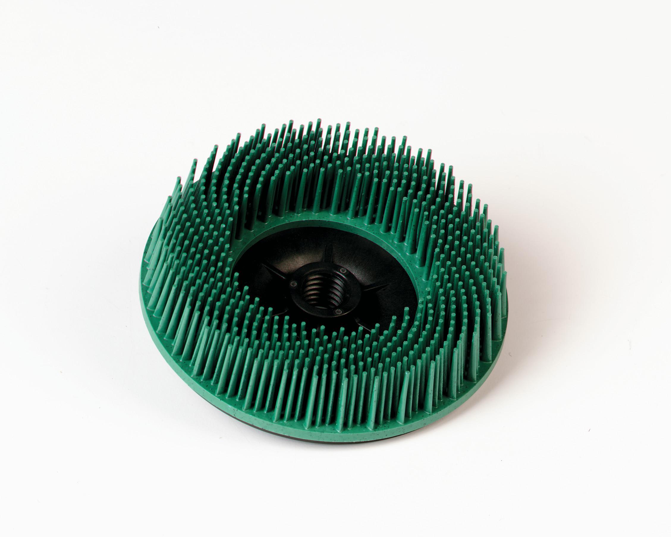 Nylox&reg; 85981 Crimped Maximum Density Rectangle Straight Disc Brush, 3 in Dia Brush, 3/8 in Center Hole, Silicon Carbide Fill