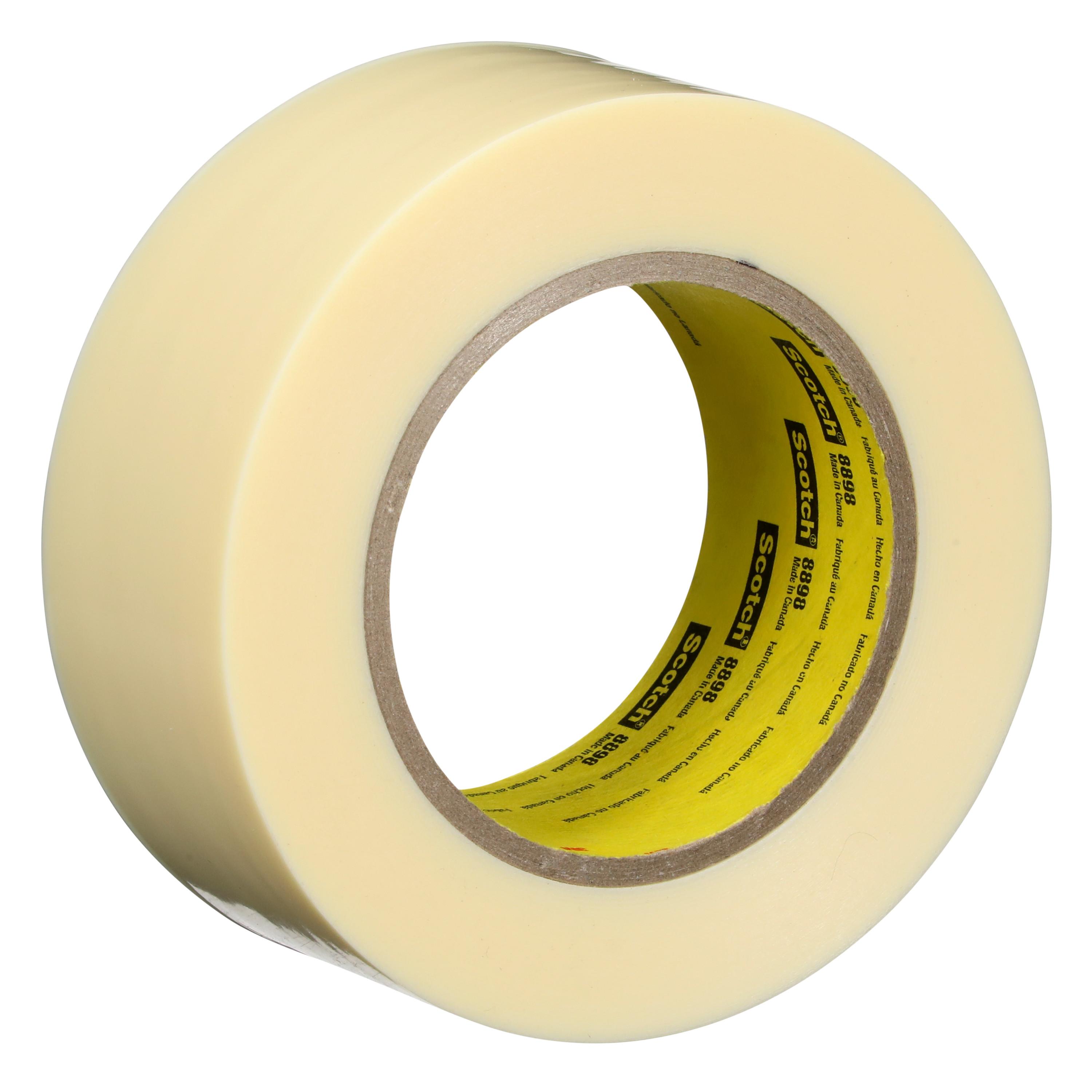 Scotch® 021200-71162 High Strength Reinforced Strapping Tape, 55 m L x 9 mm W, 4.6 mil THK, Synthetic Rubber Adhesive, Polypropylene Film Backing, Clear