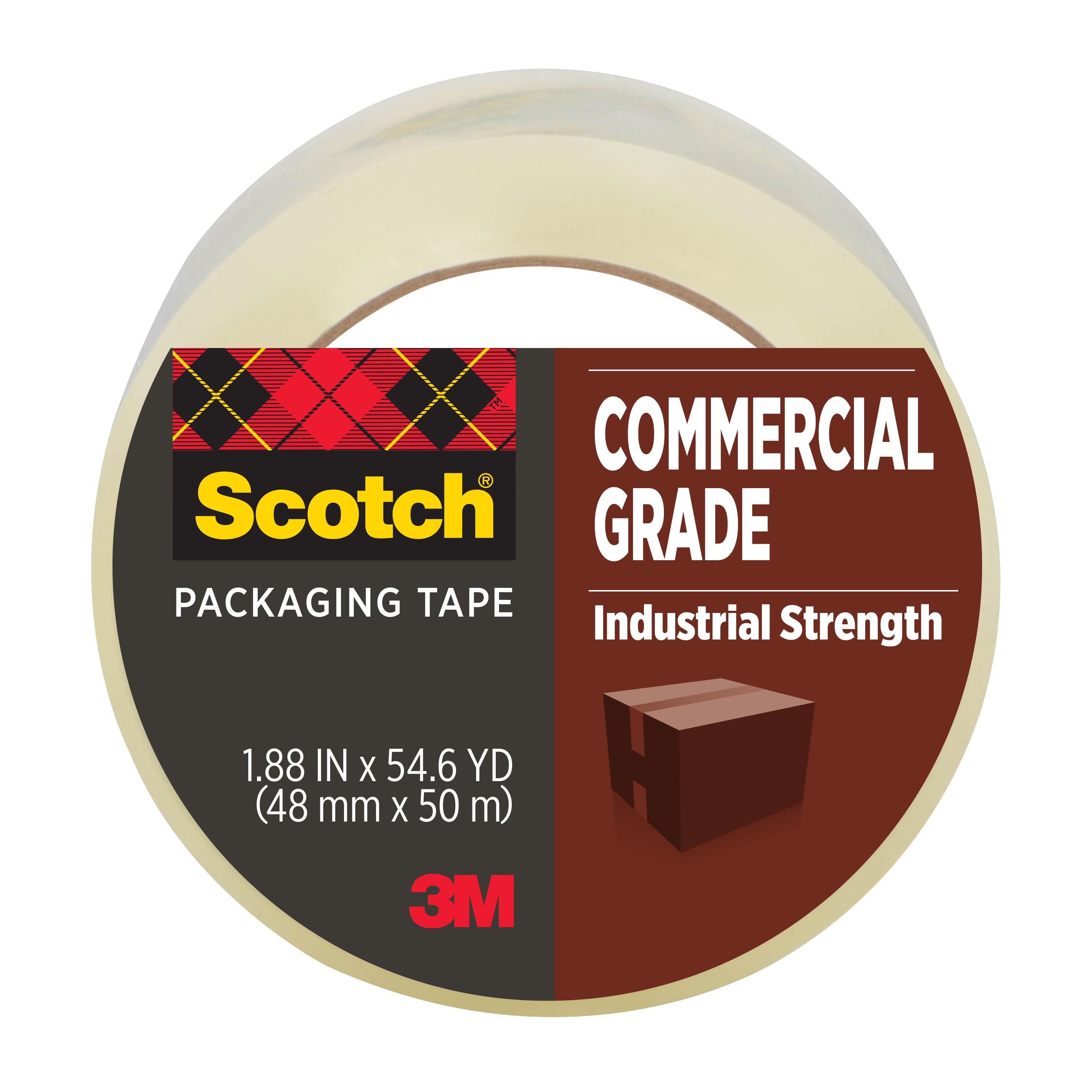 Scotch&reg; 7000042510 371 Box Sealing Tape, 55 yd L 1.88 in W, 1.8 mil THK, Polypropylene Film Backing, Transparent