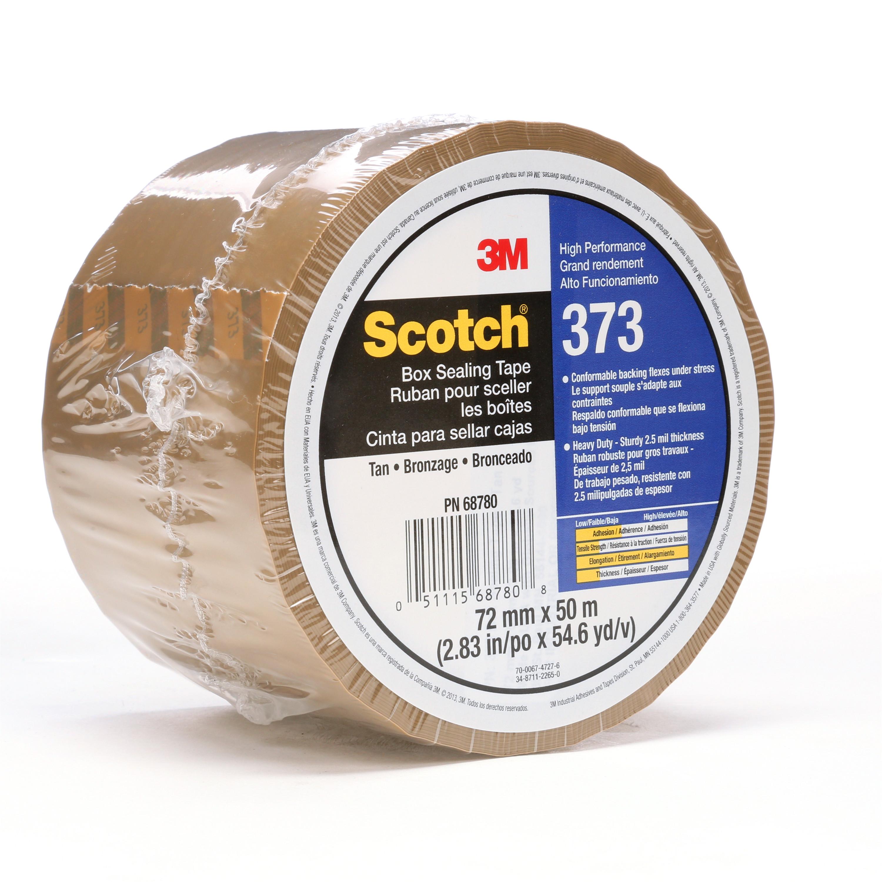 Scotch&reg; 7010332952 3750 Commercial Grade Tape, 55 yd L 1.88 mm W, Polypropylene Backing