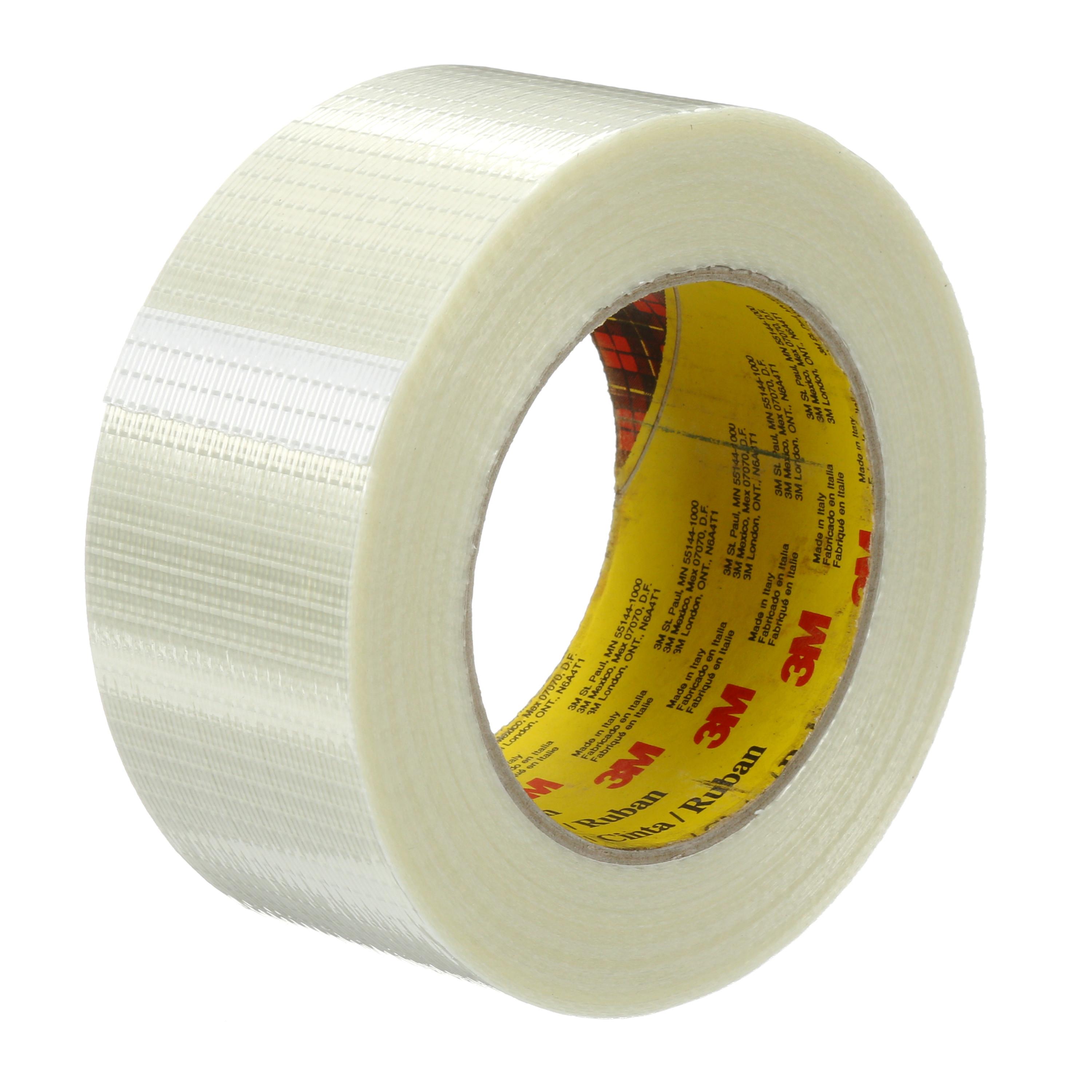 Scotch&reg; 7000123443 897 Filament Tape, 60.14 yd L 1.88 in W, 5 mil THK, Synthetic Rubber Adhesive, Polypropylene Film Backing, Transparent